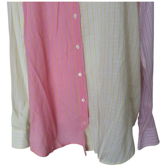 Xirena Beau Soleil Button Down Shirt Pink Yellow Size L - Picture 4 of 14